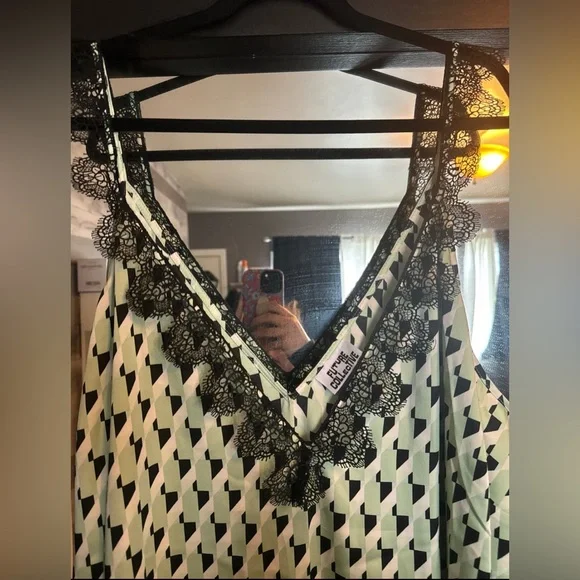 Future Collective Kahlana Barfield Brown Lace Trim Slip Dress - Picture 5 of 6